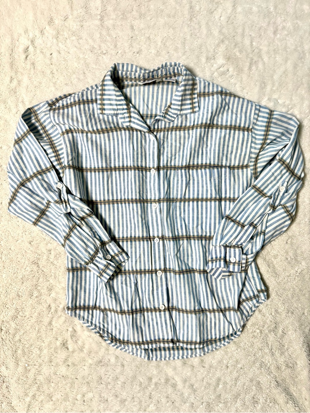 Vintage Angelique Imp. NYC Striped Soft Cotton Blouse Women's